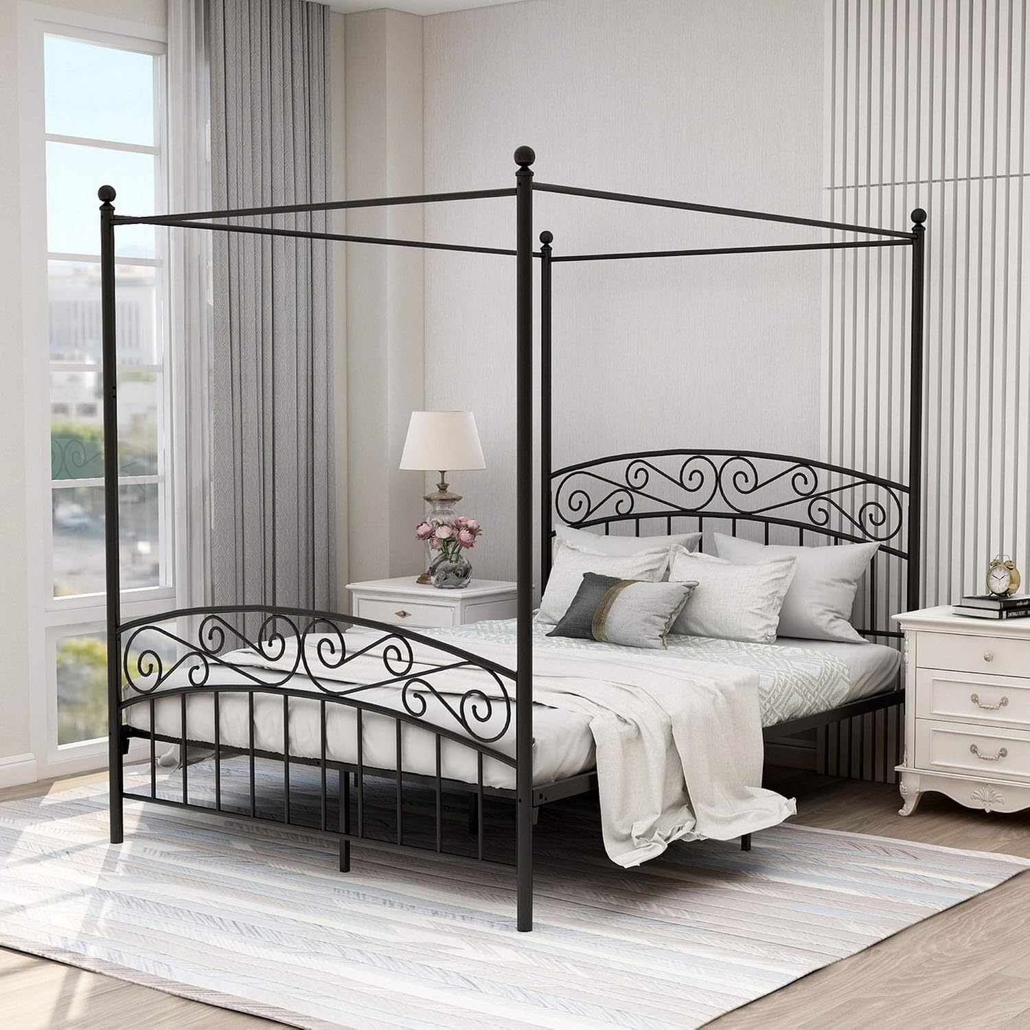 Canopy Bed Frame Metal Queen - Rangka Tempat Tidur Kanopi Logam Ukuran