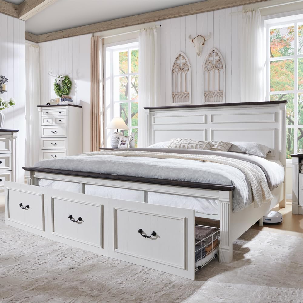King Size Bed Frame With Storage Drawers - Rangka Tempat Tidur King Size Gaya