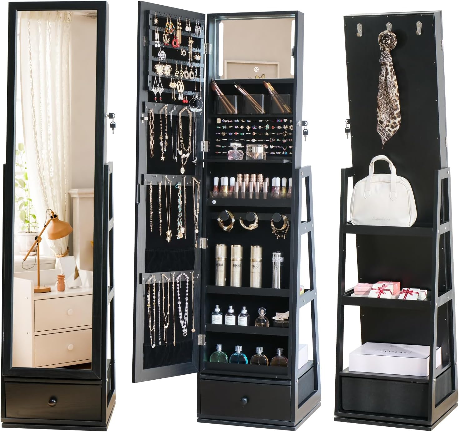 Full Length Mirror Jewelry Armoire - Lemari Perhiasan Berdiri Panjang Penuh dengan