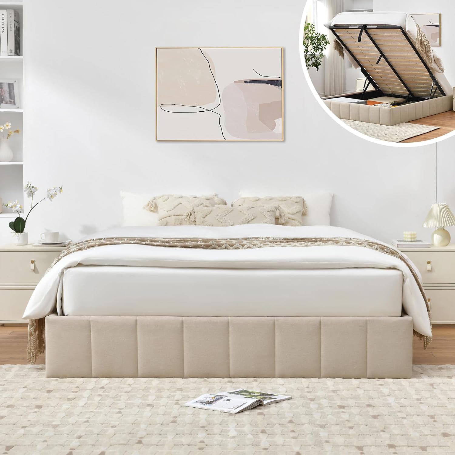 Gas Lift Storage Bed Hydraulic - Rangka Tempat Tidur Penyimpanan Ukuran Penuh,