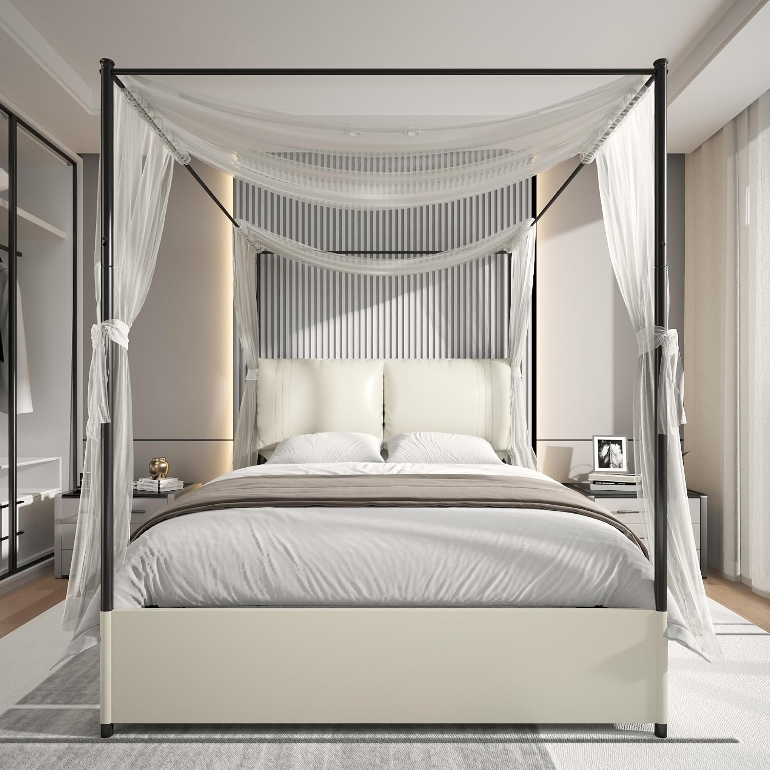 Canopy Bed Frame Metal Queen - Rangka Tempat Tidur Queen Canopy dengan