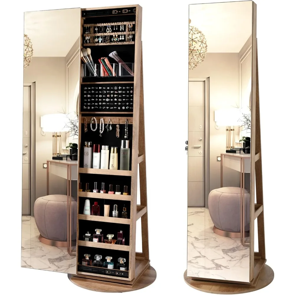 Full Length Mirror Jewelry Armoire - Lemari Perhiasan Besar 63 inci, Cermin