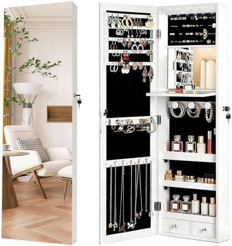 Full Length Mirror Jewelry Armoire - Lemari Perhiasan yang Dapat Dikunci dengan