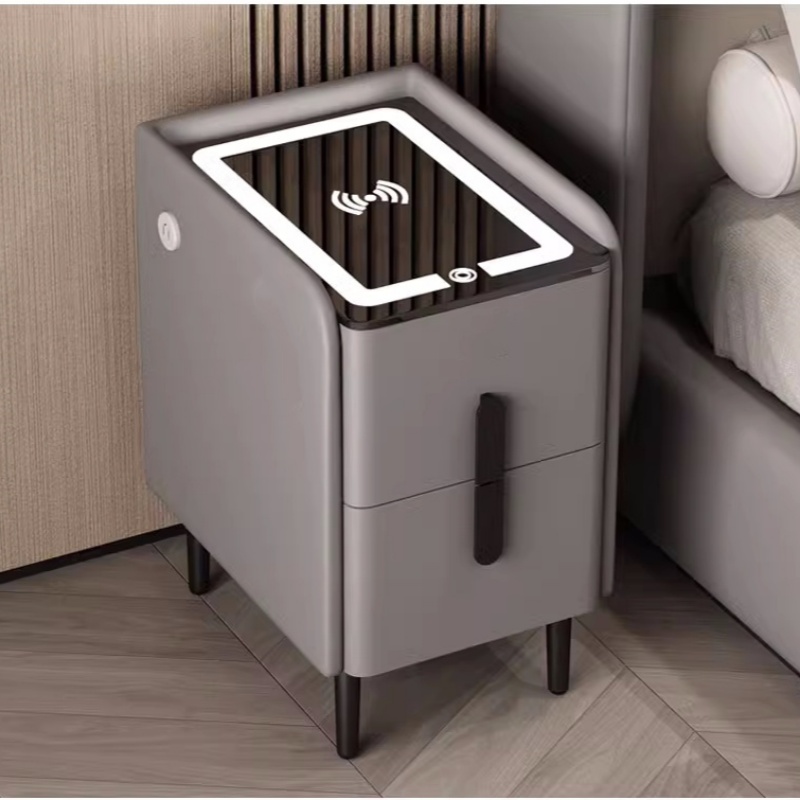 Solid Wood Nightstand 2 Drawers - Meja Samping Tempat Tidur Pintar Gaya
