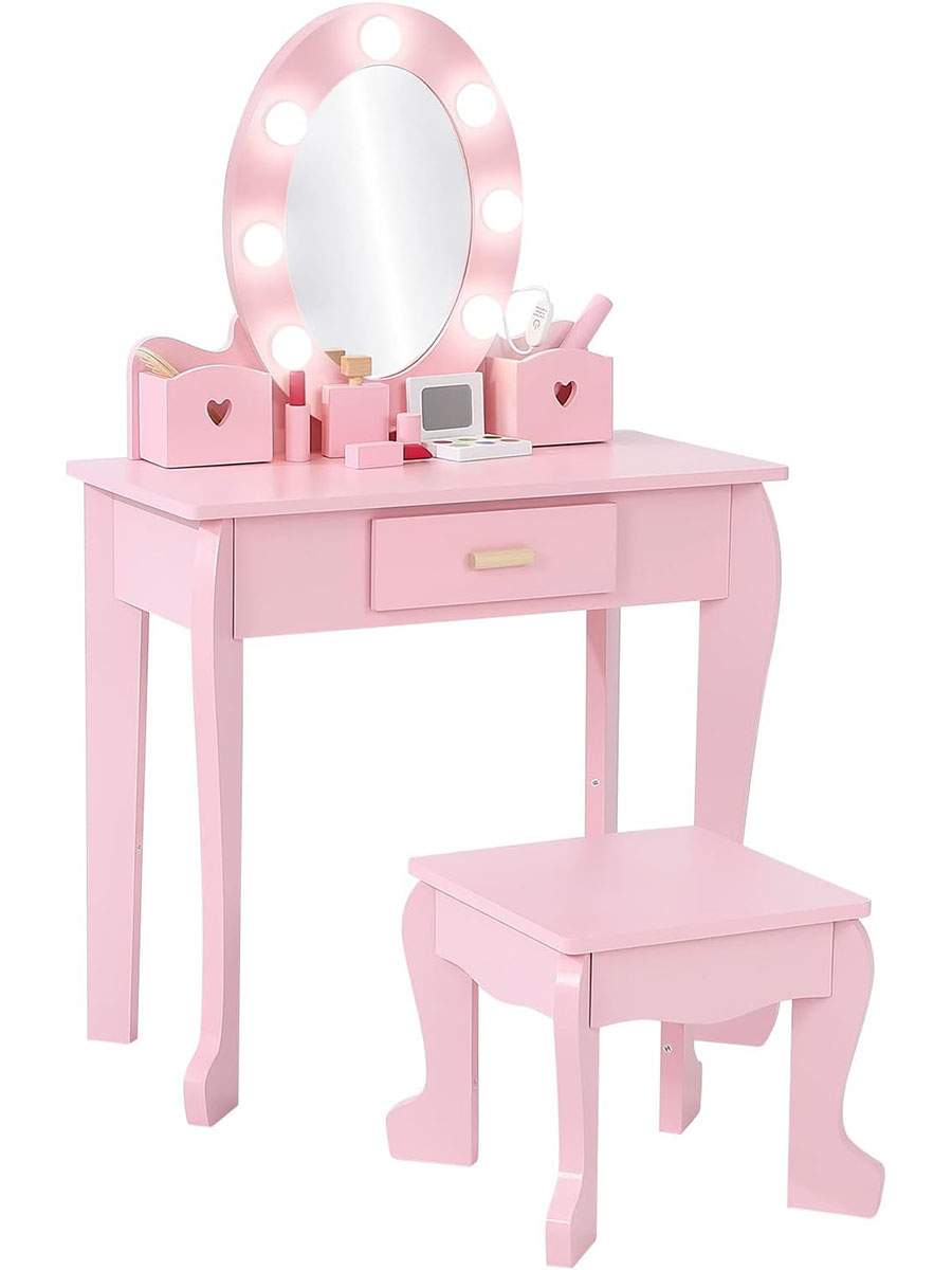 Dressing Table Vanity With Lighted Mirror - Set Meja Rias dan Kursi Anak