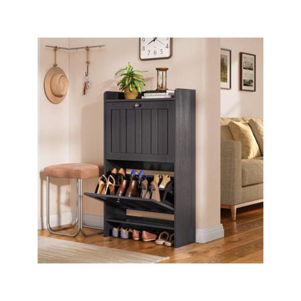 Shoe Rack Cabinet Narrow Entryway - Lemari Sepatu Dengan 2 Laci Lipat,