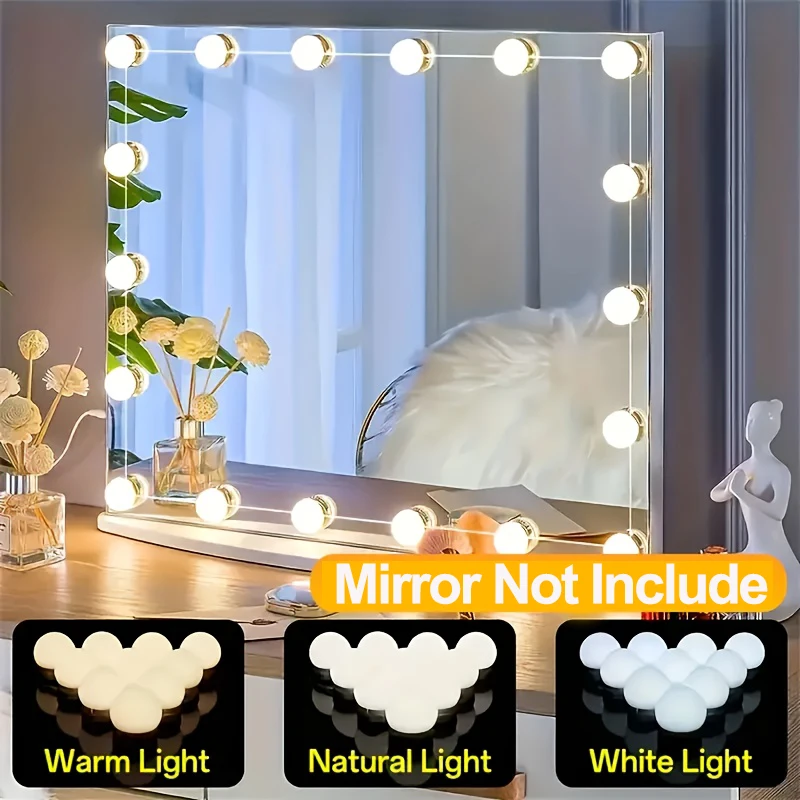 Dressing Table Vanity With Lighted Mirror - Kit Lampu Cermin Hollywood dengan 10/12