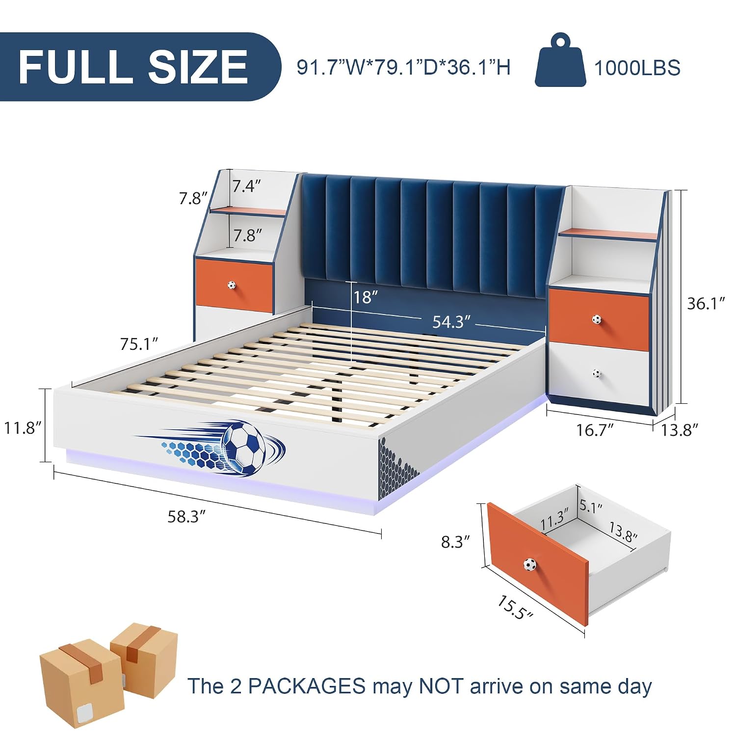 Floating Nightstand With Led Light - Tempat Tidur Mengambang Ukuran Penuh Dengan