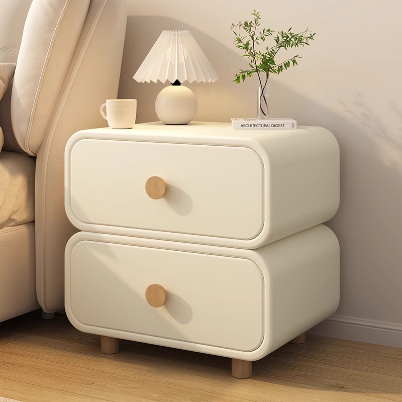 Solid Wood Nightstand 2 Drawers - Lemari Samping Tempat Tidur Minimalis Warna