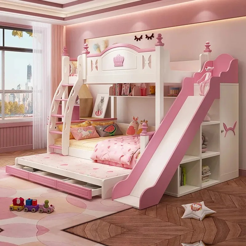 Bunk Bed With Stairs And Slide - Perabot Kamar Tidur Anak Tempat Tidur