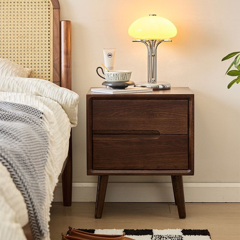 Solid Wood Nightstand 2 Drawers - Meja Samping Tempat Tidur Kayu Meja