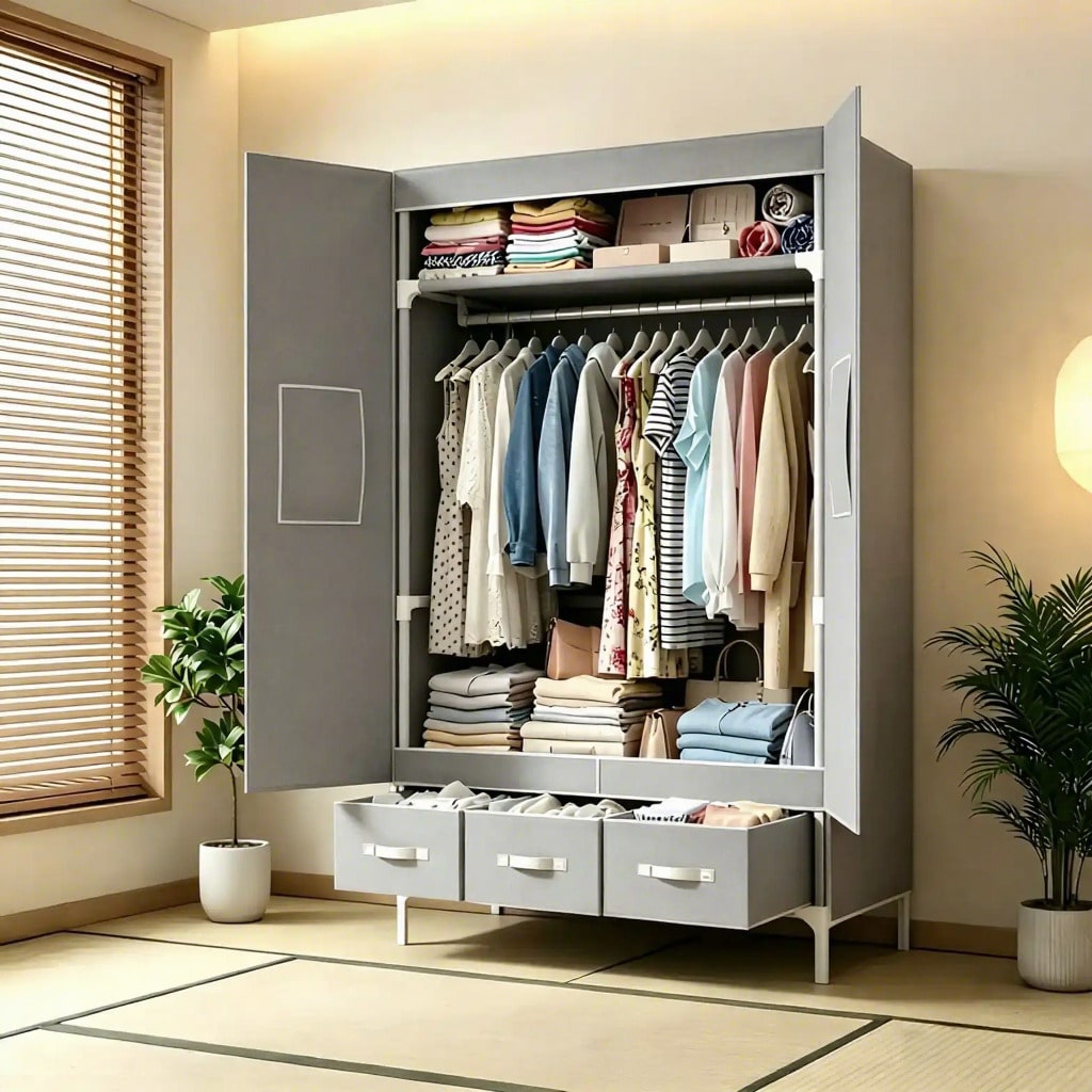 Wardrobe Closet Portable Fabric Cover - Lemari Pakaian Portabel, Organizer Pakaian 57,48