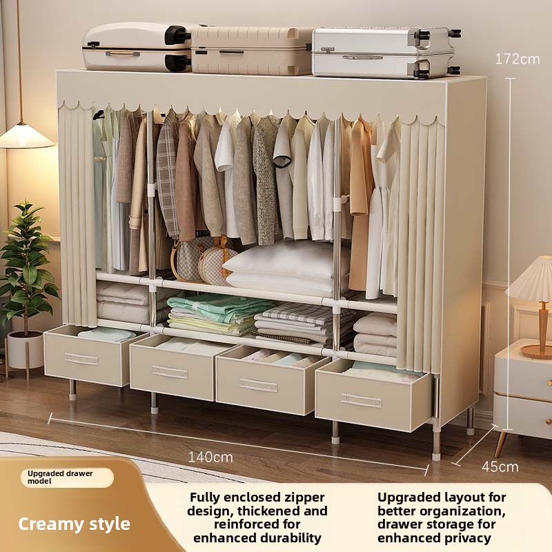Wardrobe Closet Portable Fabric Cover - Lemari Pakaian Portabel dengan Penutup, Rak
