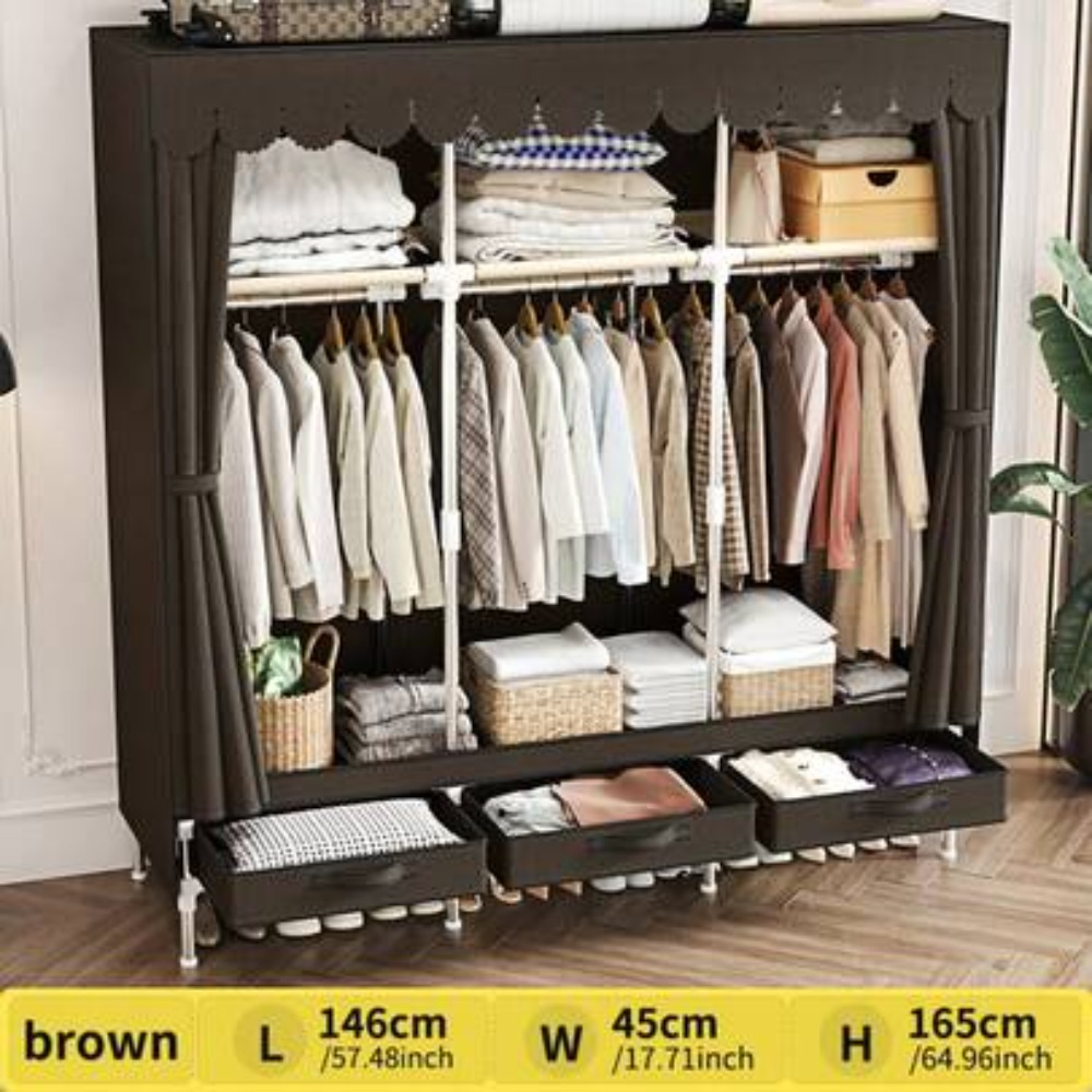 Wardrobe Closet Portable Fabric Cover - Lemari Pakaian Portabel 57,48 Inci, 3