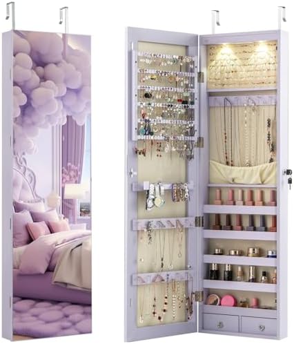 Full Length Mirror Jewelry Armoire - Lemari Perhiasan yang Dipasang di Dinding