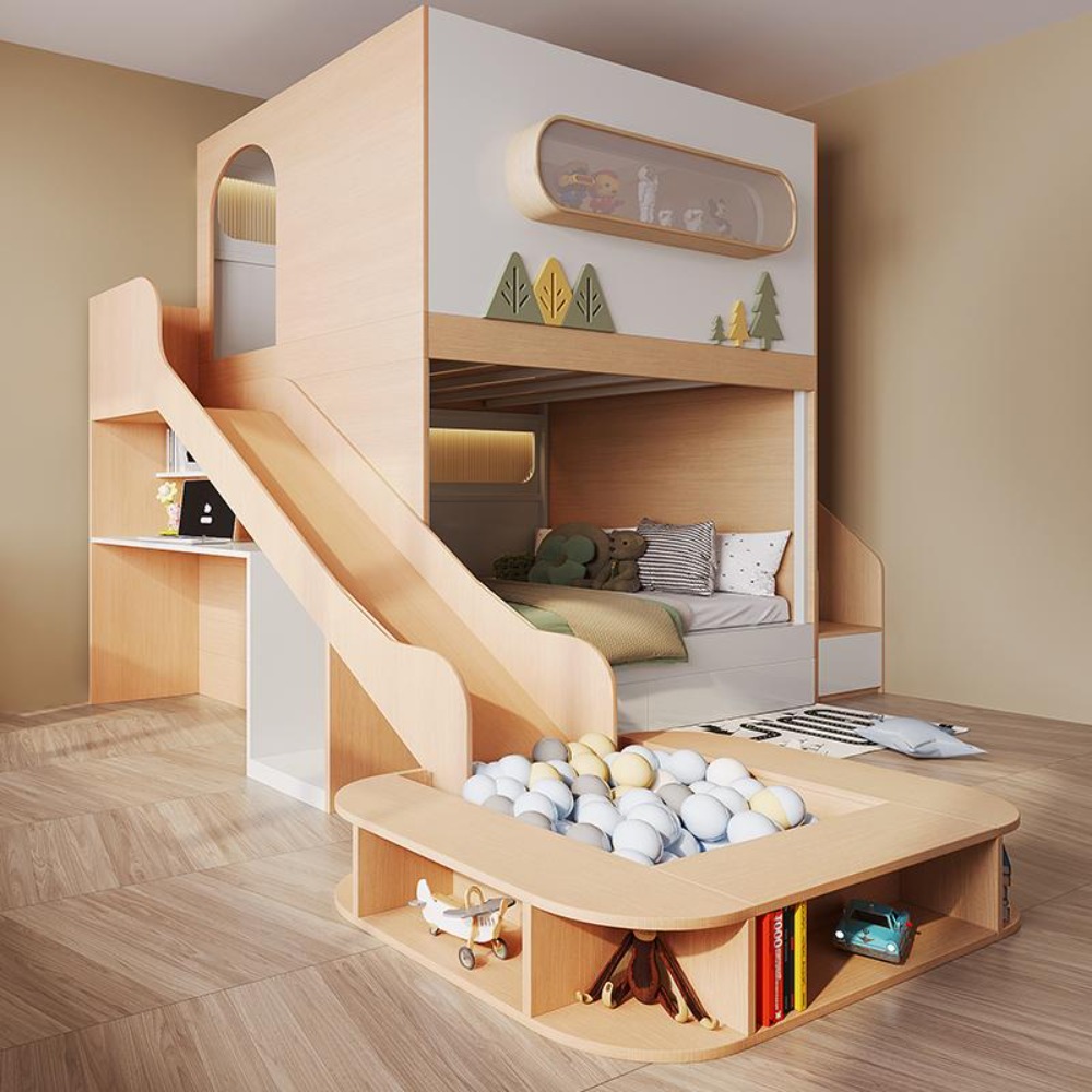 Bunk Bed With Stairs And Slide - Tempat Tidur Tingkat Kapsul Luar Angkasa