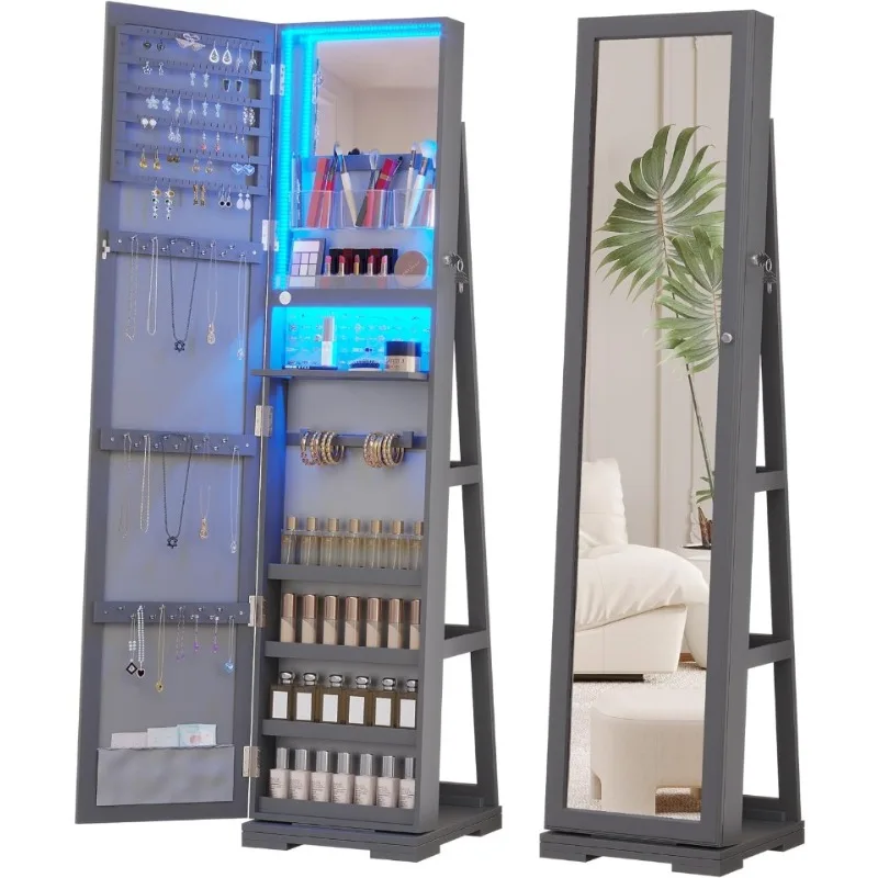 Full Length Mirror Jewelry Armoire - Lemari Perhiasan LED dengan Cermin Panjang,