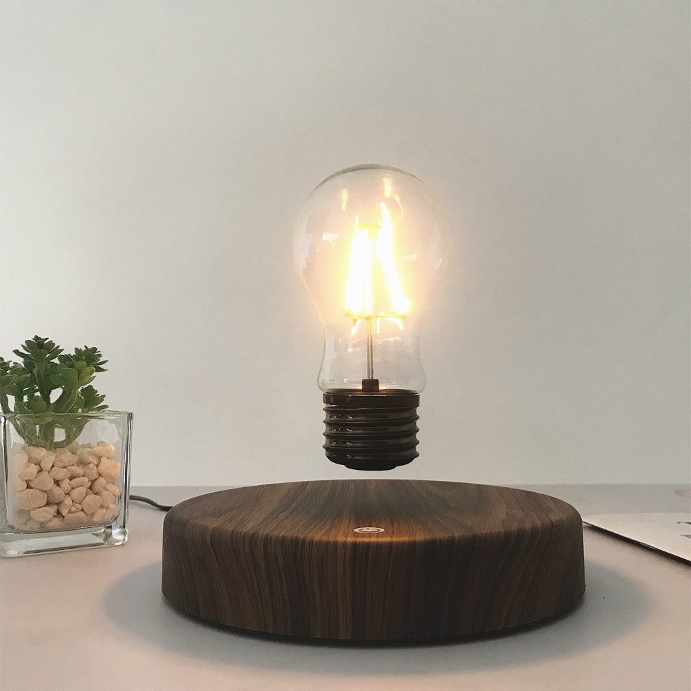 Floating Nightstand With Led Light - Lampu Levitasi Magnetik Kreatif Bohlam LED