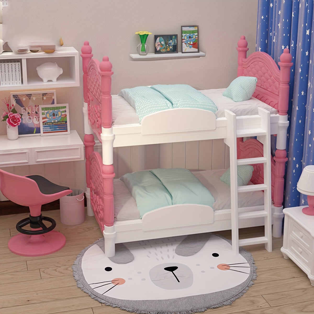 Bedroom Furniture - Rumah Boneka Miniatur Tempat Tidur Ganda