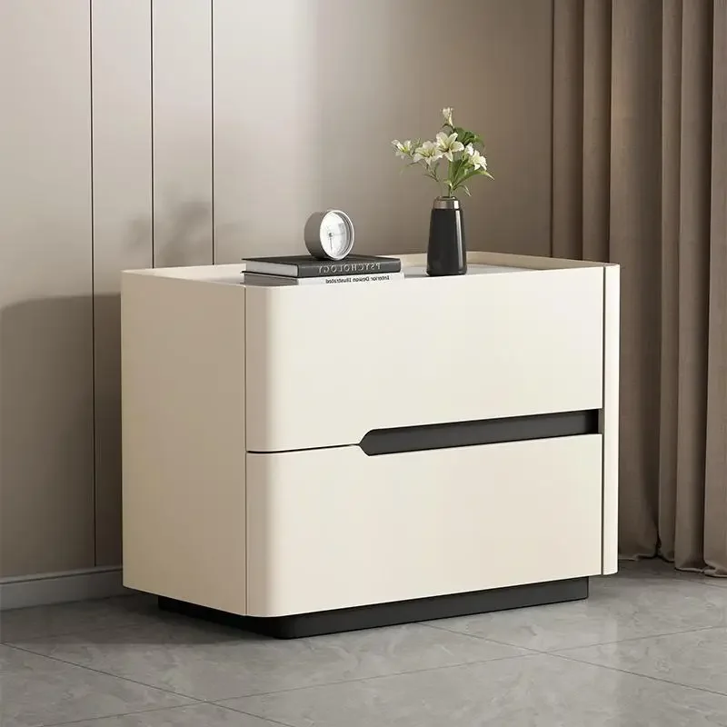 Solid Wood Nightstand 2 Drawers - Meja malam Nordic Modern penyimpanan estetika