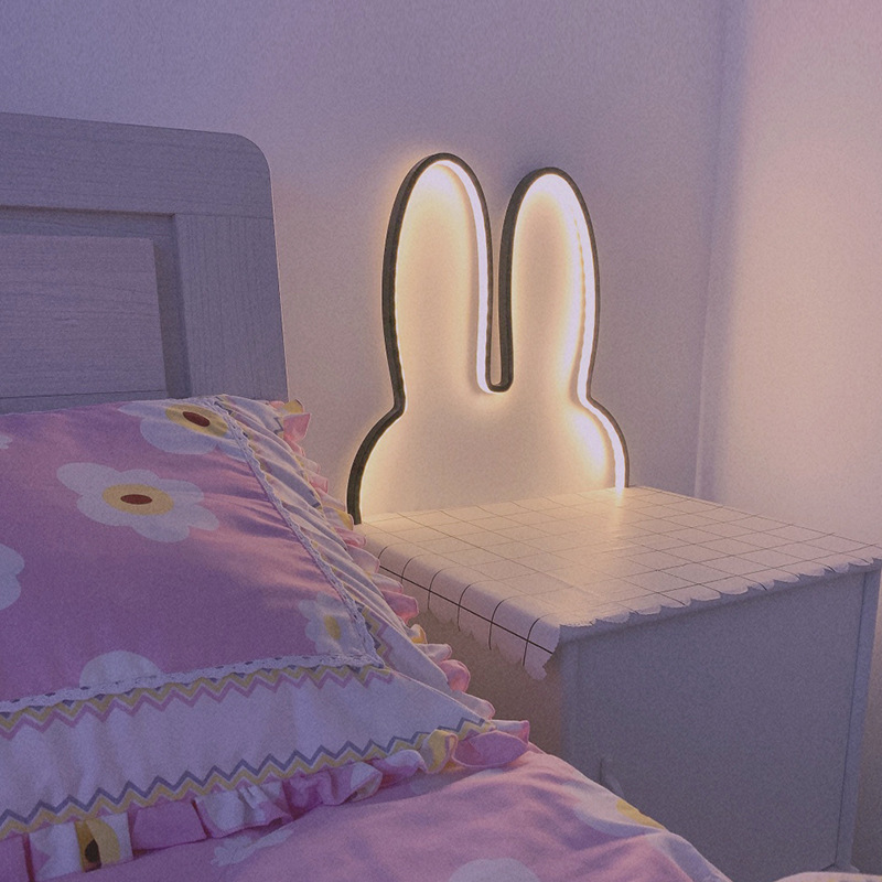 Floating Nightstand With Led Light - Lampu Dinding Kelinci Led Lucu Lampu