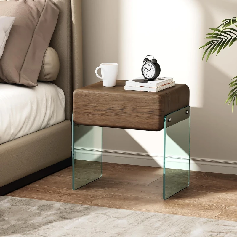 Solid Wood Nightstand 2 Drawers - Meja Samping Tempat Tidur dengan Laci,