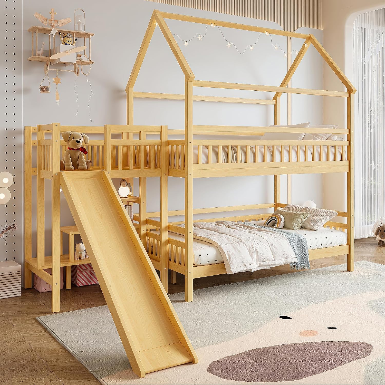 Bunk Bed With Stairs And Slide - Tempat Tidur Tingkat Ukuran Full dengan