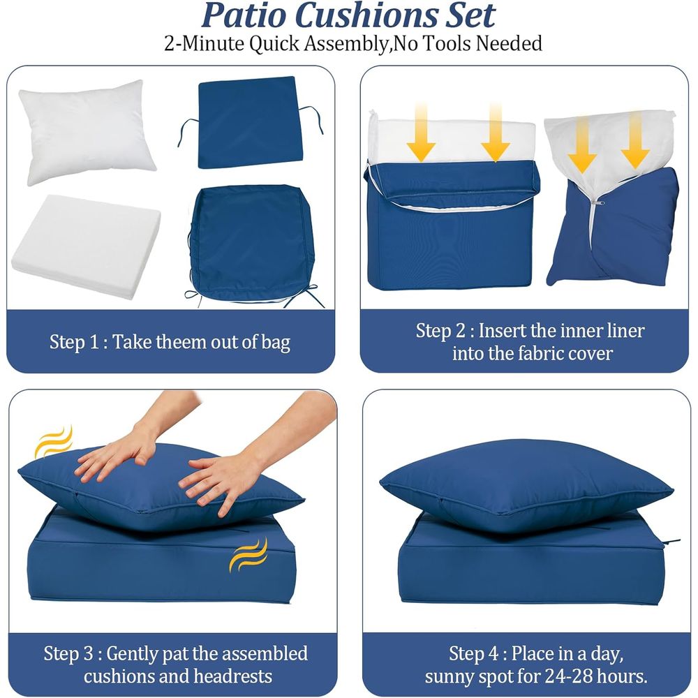 Set 4 Bantalan Kursi Dalam Rua - Outdoor Furniture ulasan dan harga