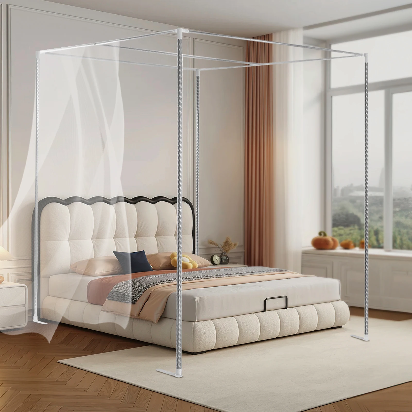 Rangka Kanopi Tempat Tidur 4 S - Canopy Bed Frame Metal Queen ulasan dan harga