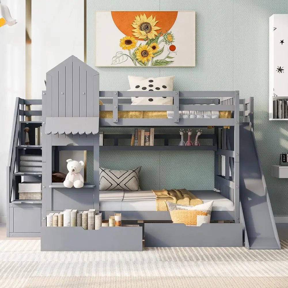 Tempat Tidur Tingkat Ukuran Pe - Bunk Bed With Stairs And Slide ulasan dan harga