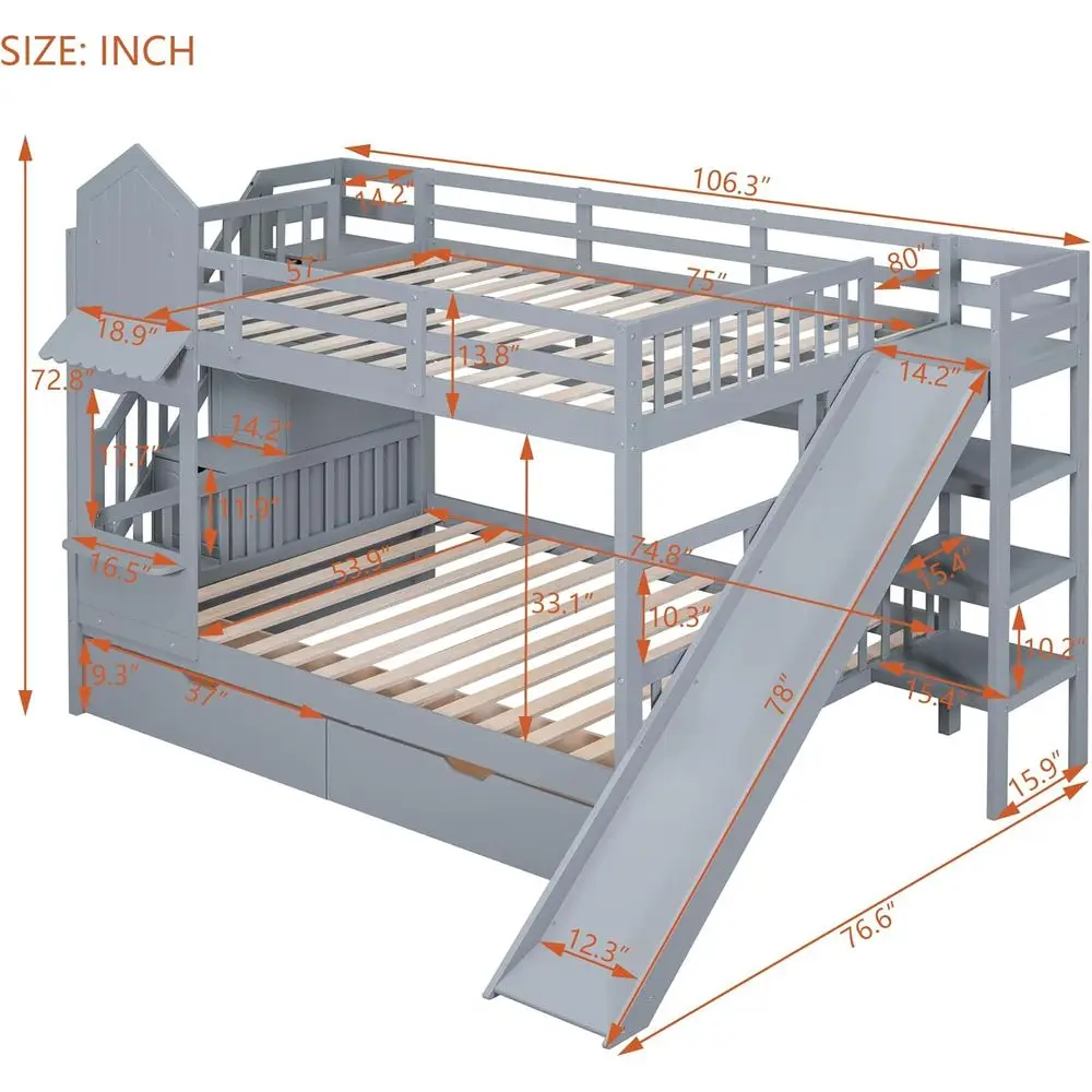 Tempat Tidur Tingkat Ukuran Pe - Bunk Bed With Stairs And Slide ulasan dan harga
