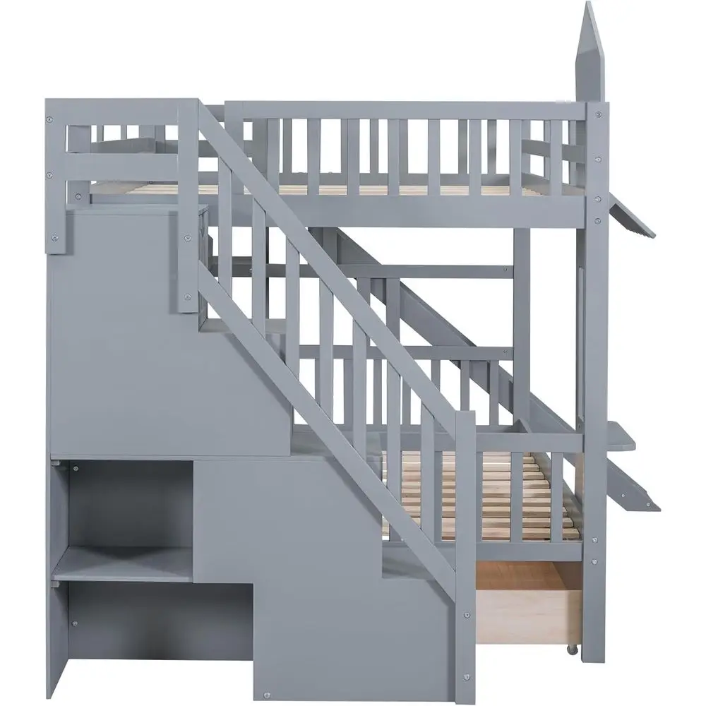 Tempat Tidur Tingkat Ukuran Pe - Bunk Bed With Stairs And Slide ulasan dan harga
