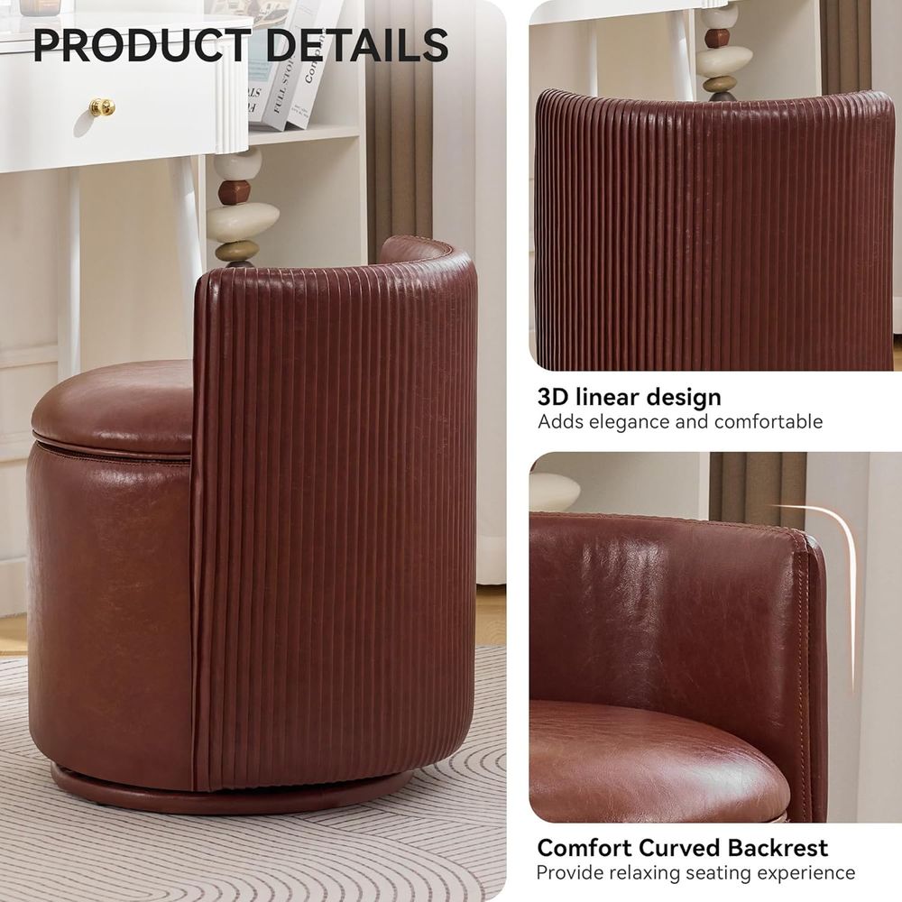 Kursi Rias Kulit Coklat dengan - Bedroom Furniture ulasan dan harga