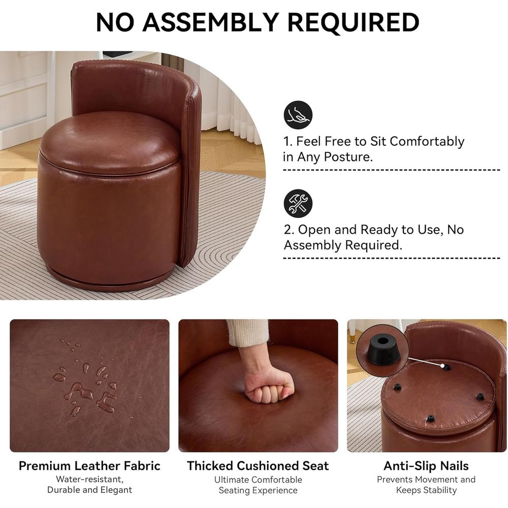 Kursi Rias Kulit Coklat dengan - Bedroom Furniture ulasan dan harga