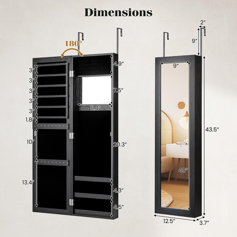 Lemari Perhiasan Terkunci, Kab - Full Length Mirror Jewelry Armoire ulasan dan harga