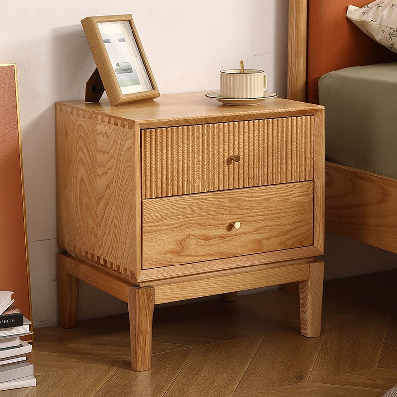 Meja Nakas Kayu Solid Retro, F - Solid Wood Nightstand 2 Drawers ulasan dan harga