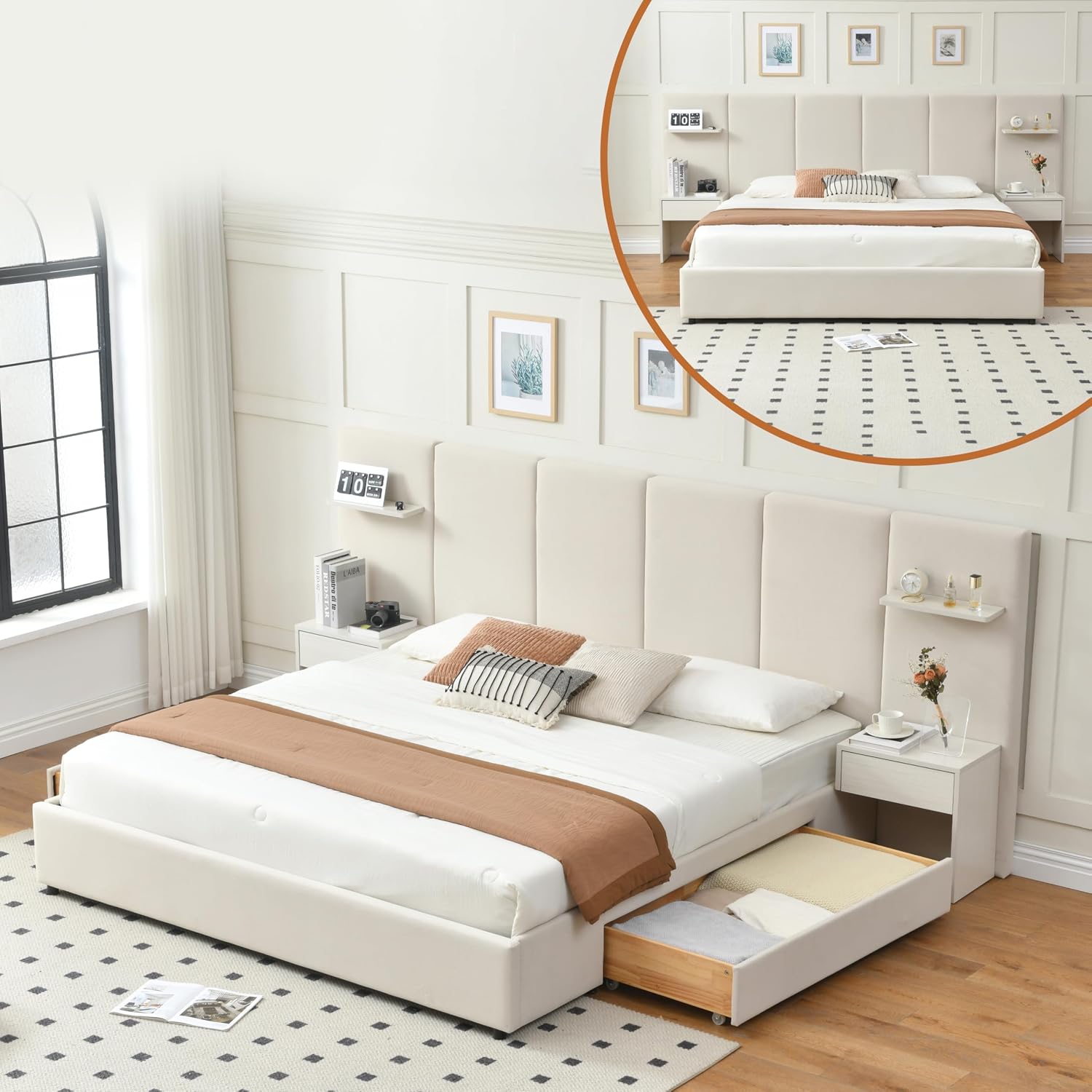 Rangka Tempat Tidur King Size  - King Size Bed Frame With Storage Drawers ulasan dan harga