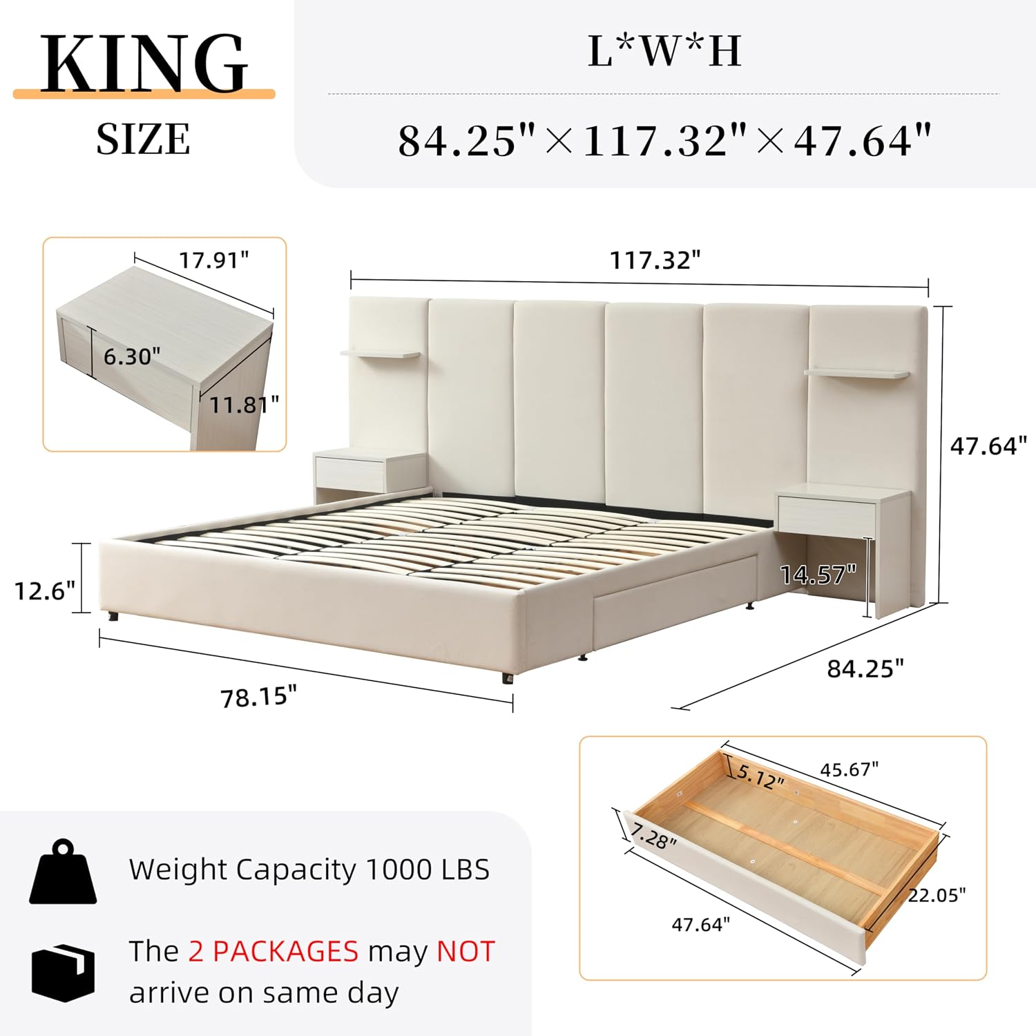 Rangka Tempat Tidur King Size  - King Size Bed Frame With Storage Drawers ulasan dan harga