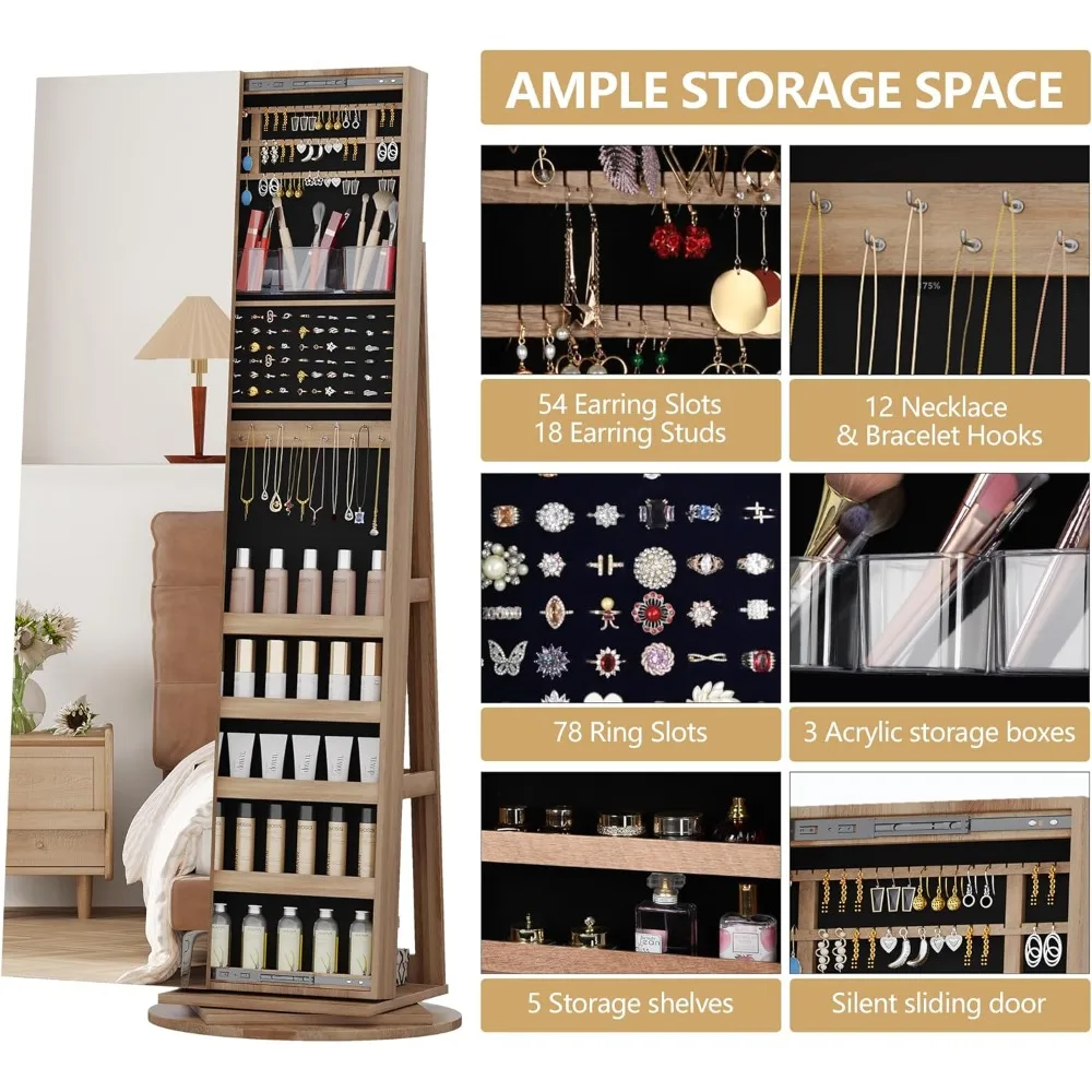 Lemari Perhiasan Besar 63 inci - Full Length Mirror Jewelry Armoire ulasan dan harga