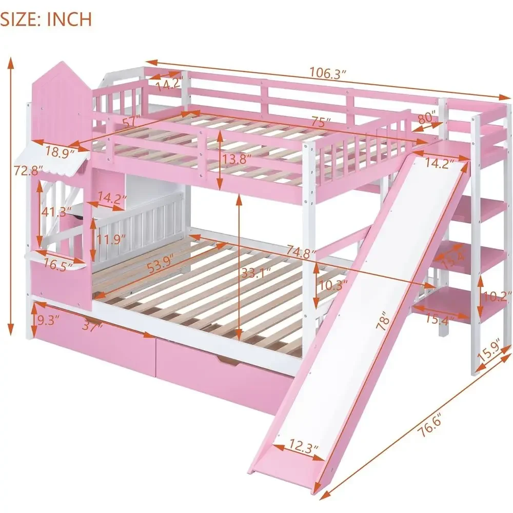 Tempat Tidur Susun Anak dengan - Bunk Bed With Stairs And Slide ulasan dan harga