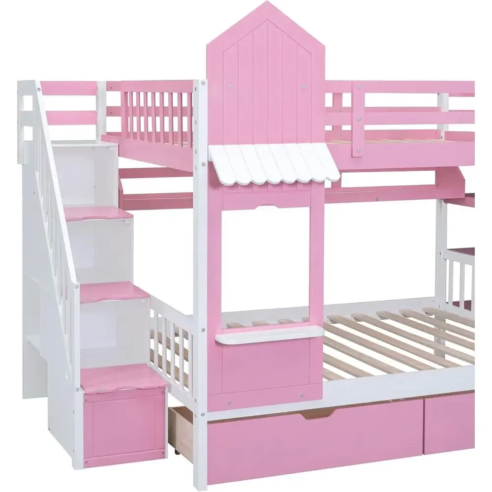 Tempat Tidur Susun Anak dengan - Bunk Bed With Stairs And Slide ulasan dan harga