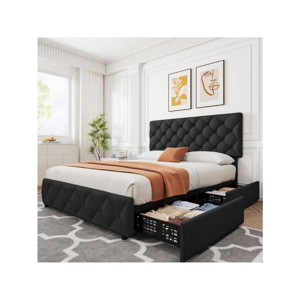 Rangka Tempat Tidur Ukuran Que - King Size Bed Frame With Storage Drawers ulasan dan harga