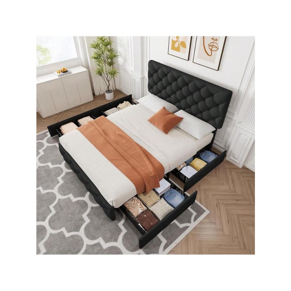 Rangka Tempat Tidur Ukuran Que - King Size Bed Frame With Storage Drawers ulasan dan harga