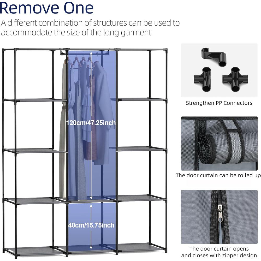 Lemari Pakaian Portabel, Lemar - Wardrobe Closet Portable Fabric Cover ulasan dan harga