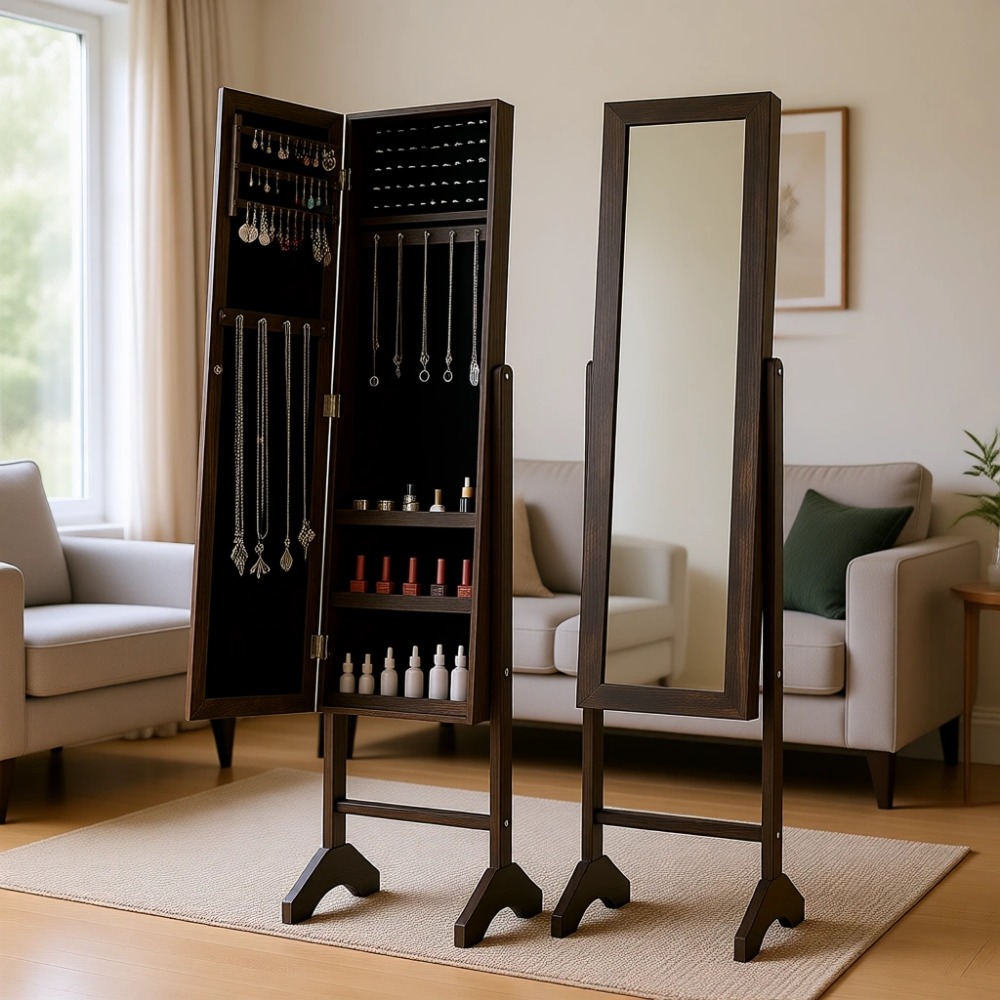 Lemari Perhiasan dengan Cermin - Full Length Mirror Jewelry Armoire ulasan dan harga