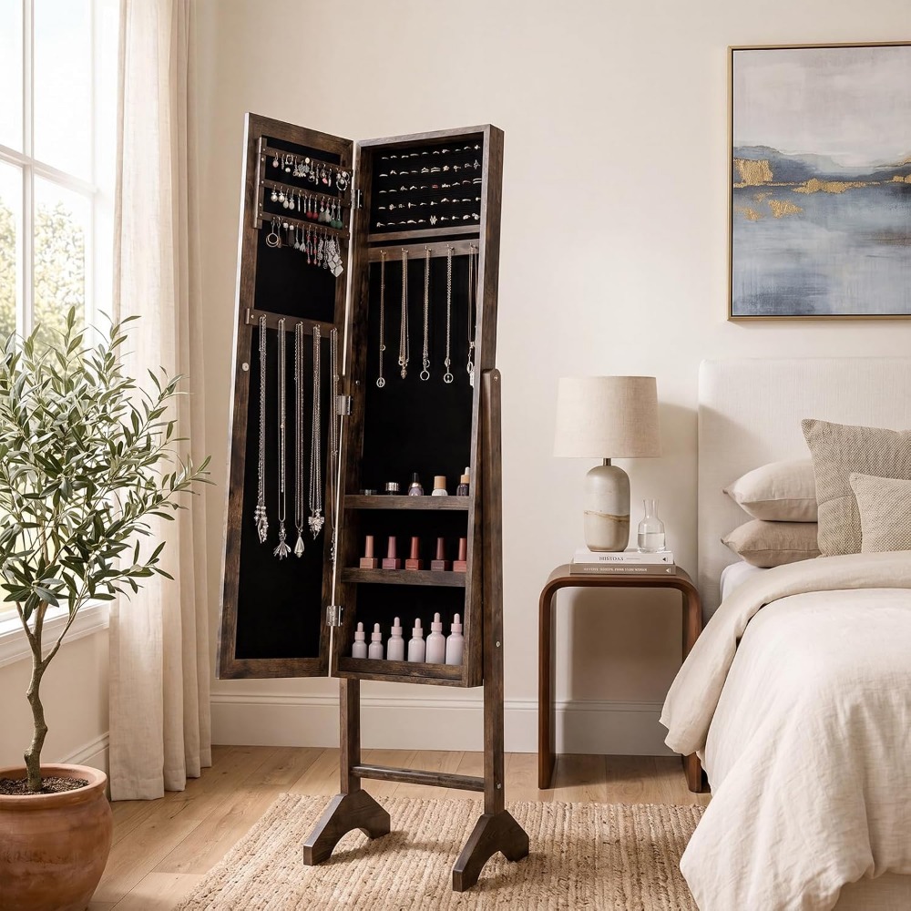 Lemari Perhiasan dengan Cermin - Full Length Mirror Jewelry Armoire ulasan dan harga