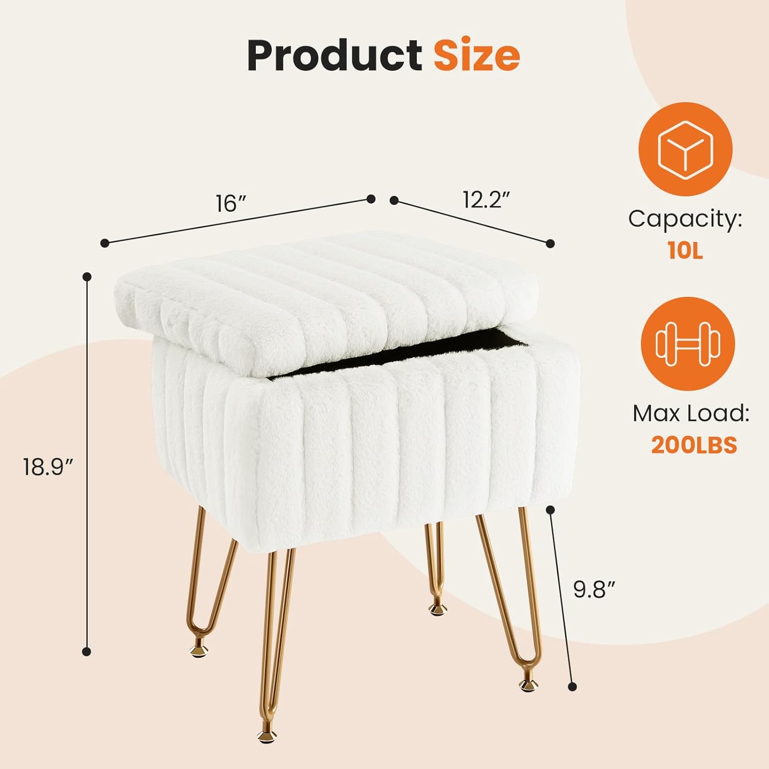 Bangku Penyimpanan Putih, Otto - Bedroom Furniture ulasan dan harga