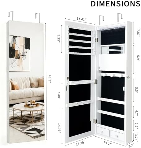 Lemari Perhiasan yang Dapat Di - Full Length Mirror Jewelry Armoire ulasan dan harga