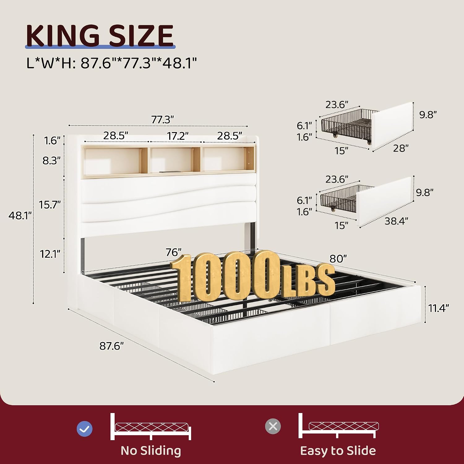 Rangka Tempat Tidur King Size  - King Size Bed Frame With Storage Drawers ulasan dan harga