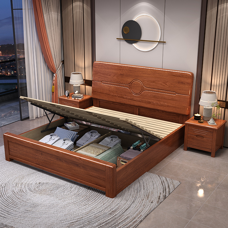 @￥Tempat Tidur Kayu Walnut Sol - Gas Lift Storage Bed Hydraulic ulasan dan harga